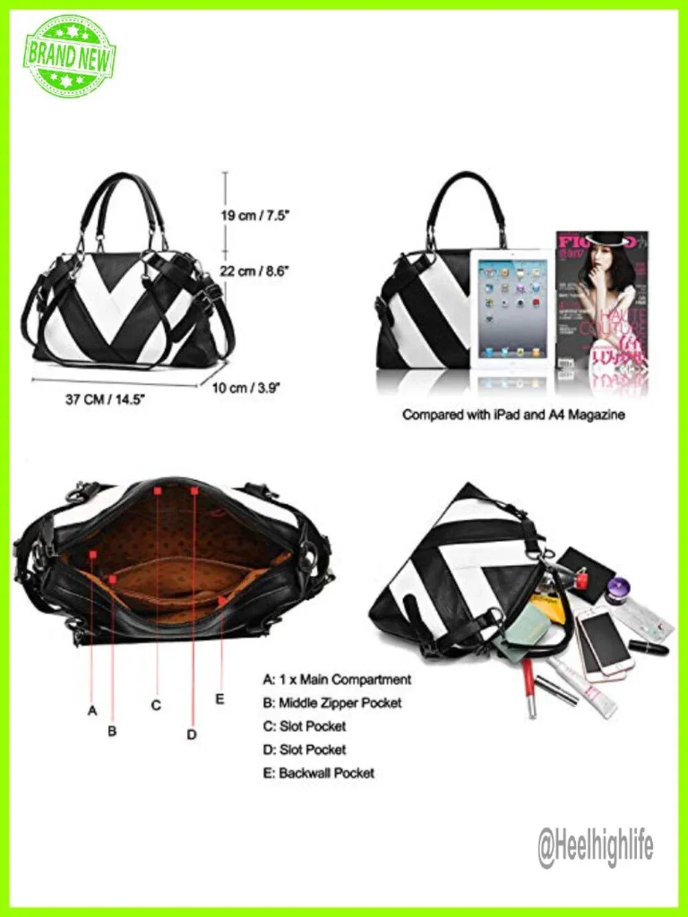 PU Leather Hobo Handbag Crossbody Shoulder Bag Satchel Tote